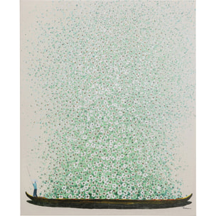 Tableau Touched fleurs pirogue beige et vert Kare Design