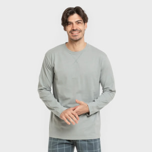 Pijama hombre franela Cuadro Andino Verde Azul Claro