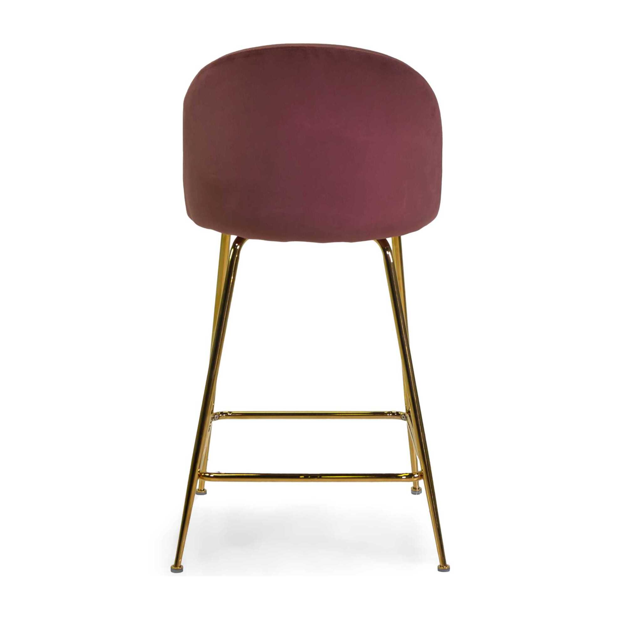 Sgabello Sammi Vacchetti in velluto rosa antico con struttura oro cm44x48h91