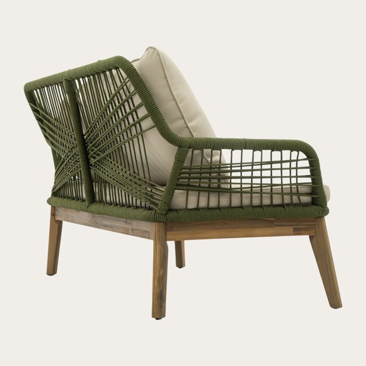 Canapé de jardin Kairo -bois massif dacacia, corde et revêtement-couleur naturel 152 x 80 x 72 cm