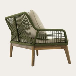 Canapé de jardin Kairo -bois massif dacacia, corde et revêtement-couleur naturel 152 x 80 x 72 cm