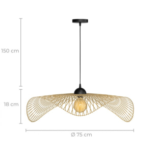 Suspension Jipi en bambou avec fil noir D75cm