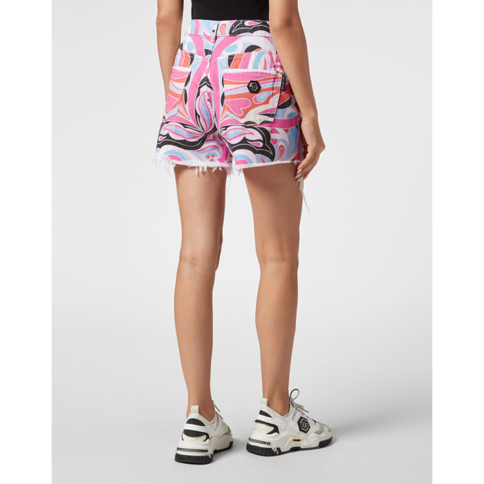 PHILIPP PLEIN Pantaloncini di jeans CIRCUS