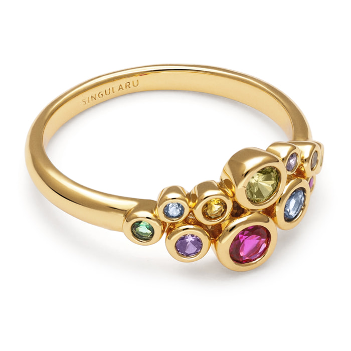 Anillo Rainbow Bubbles Baño Oro