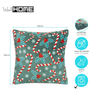 cojín 'isar' navideño de decoración acebo 40x40cm verde