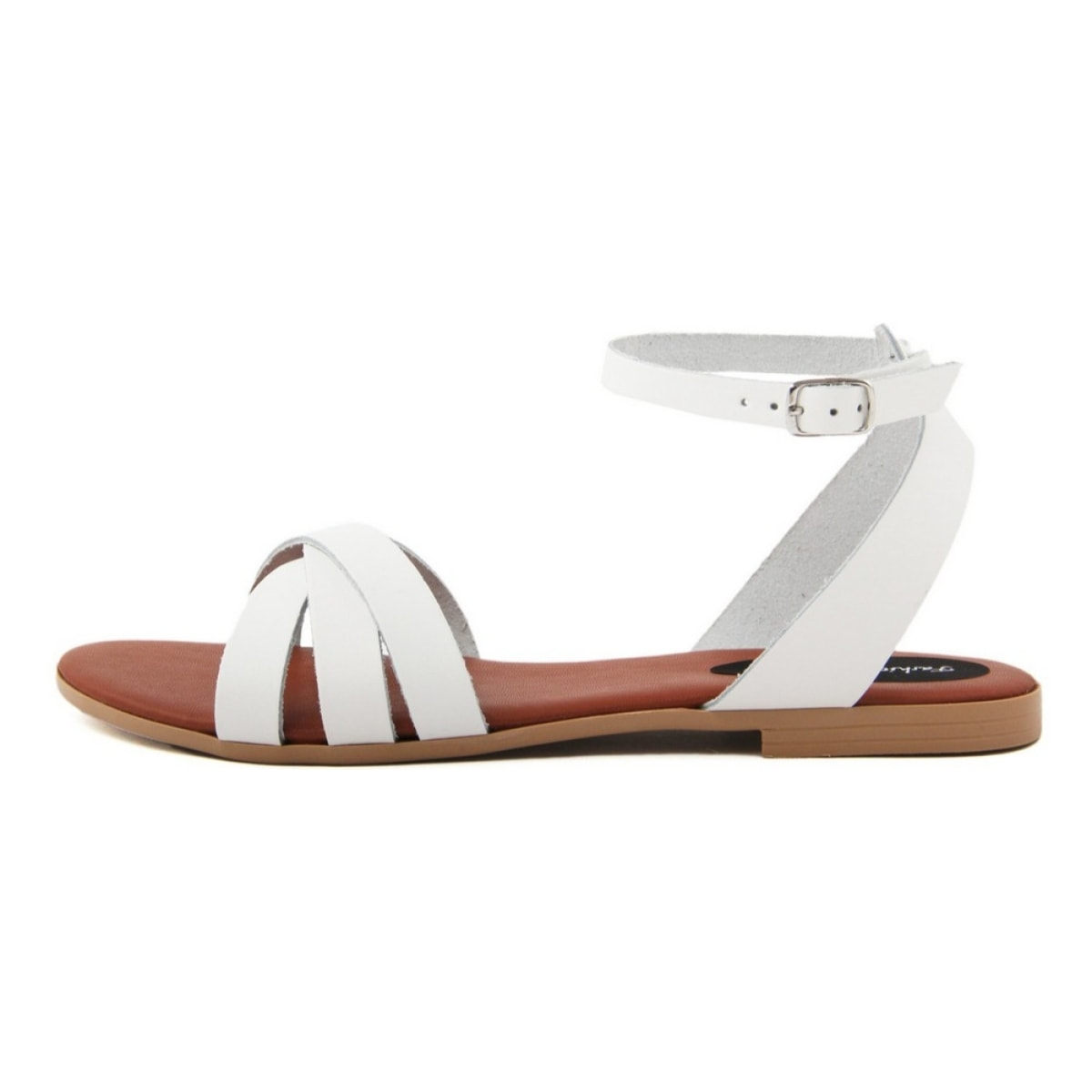 Sandali Flat Made in Italy in pelle colore Bianco, Altezza tacco 1,2 cm