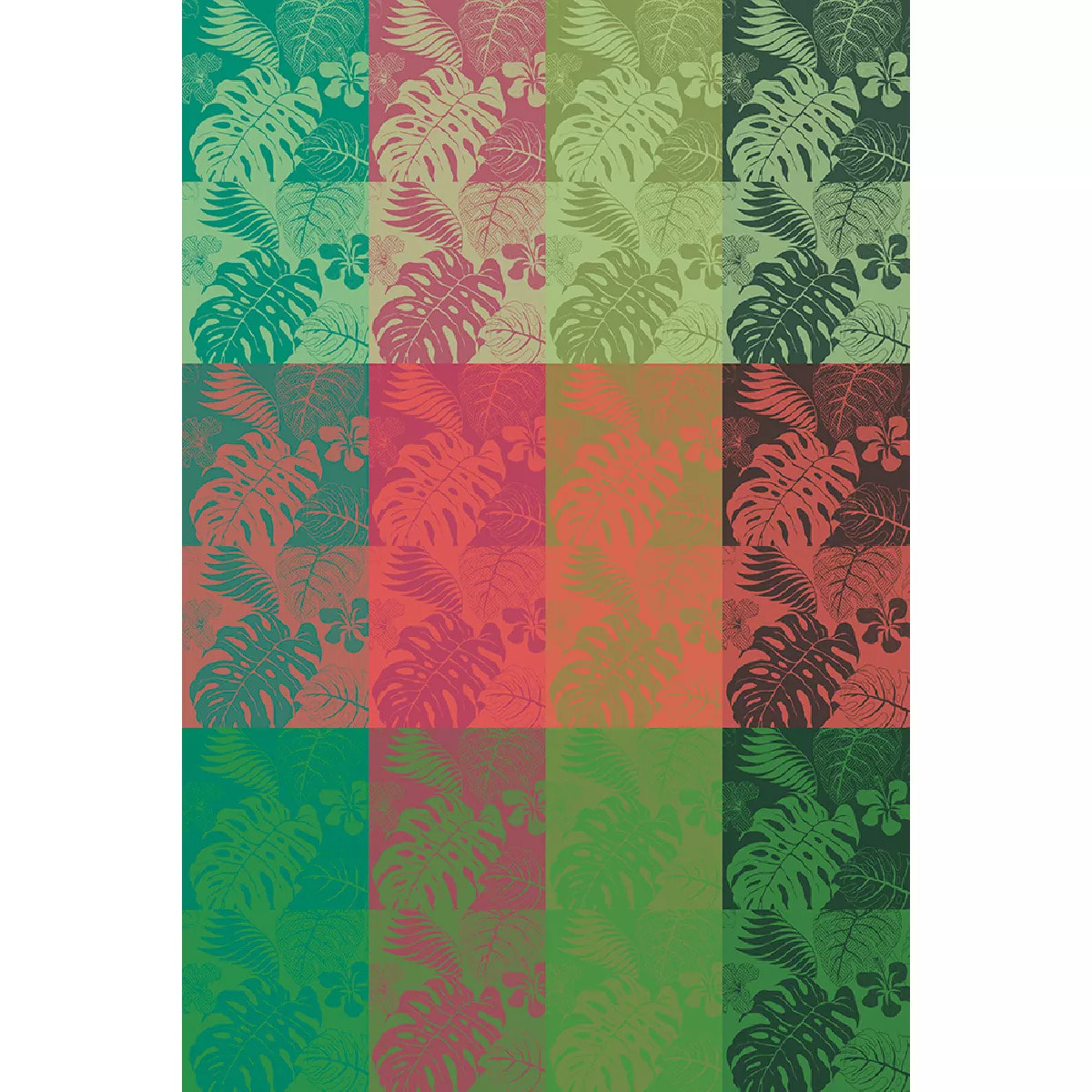 Nappe pur coton motif jacquard vert rouge Mille palma pop