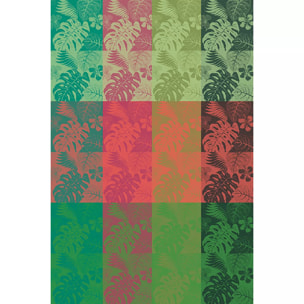 Nappe pur coton motif jacquard vert rouge Mille palma pop