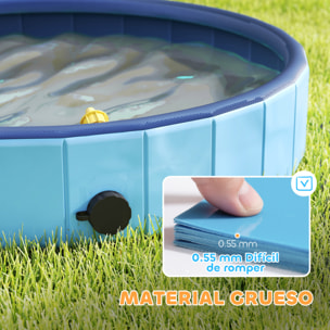 Piscina para Perros Plegable con Aspersor Bañera Portátil para Mascotas Pequeños de PVC Antideslizante y Resistente al Desgaste para Interiores y Exteriores Ø80x20 cm Azul Claro