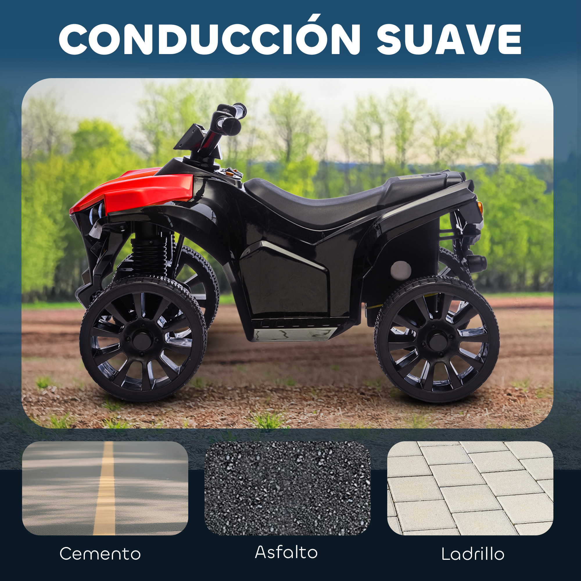 Quad Eléctrico para Niños 6 V, Quad para Niños de 37 a 72 Meses, Velocidad hasta 3â€¯km/h, con Faros y Música, Rojo