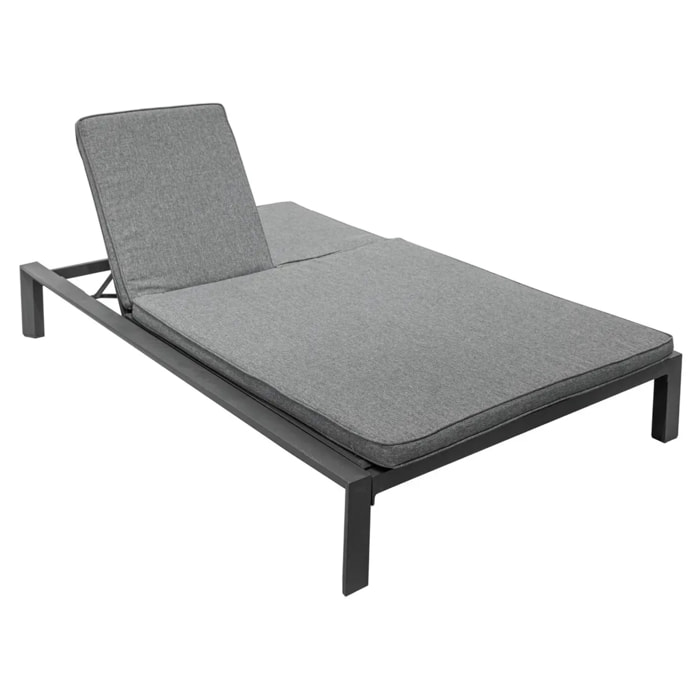 Lit de piscine double "Evasion" anthracite & graphite 2 places en aluminium traité époxy
