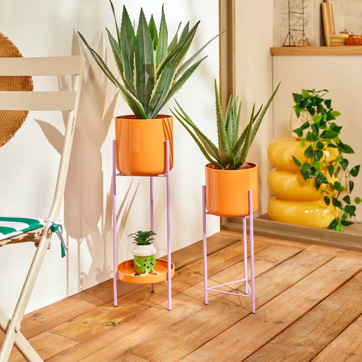 Table d'appoint Stoneto jaune soleil 35x35x43cm