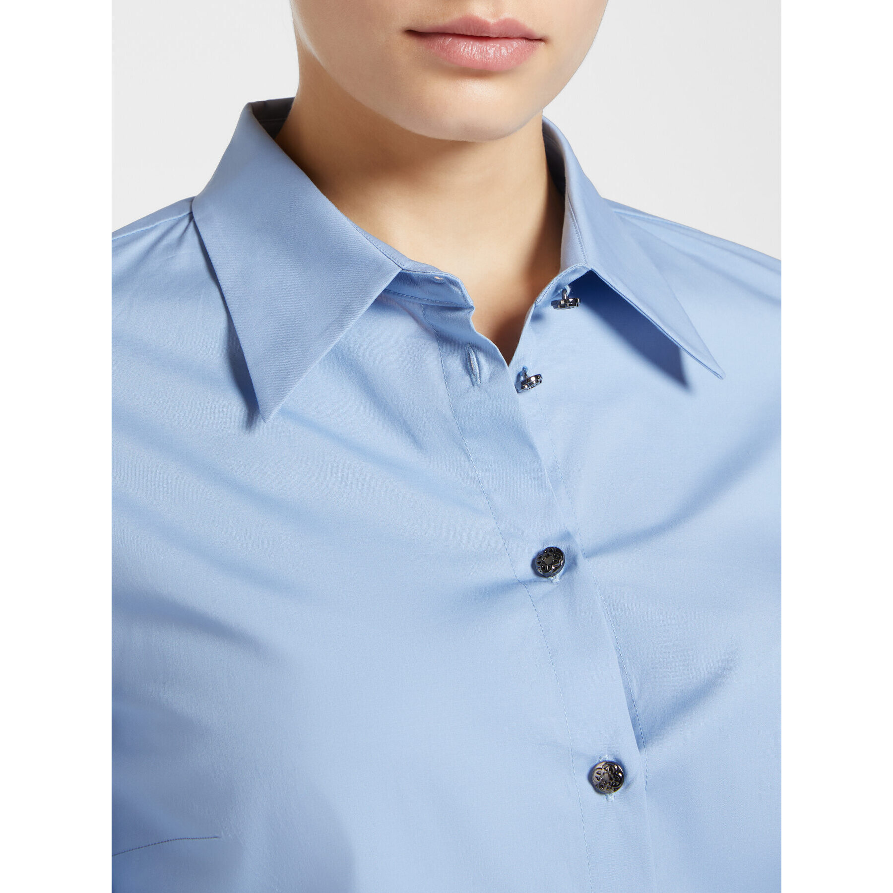 Elena Mirò - Camicia in popeline stretch - Azzurro