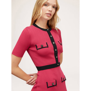 Motivi - Vestido de punto con bordes en contraste - Fuchsia