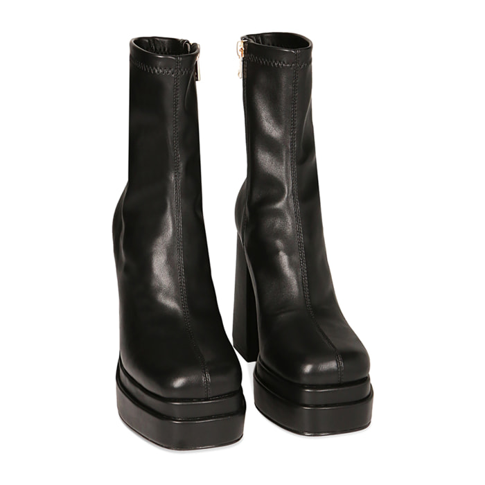 Stivaletti platform neri, tacco 9 cm
