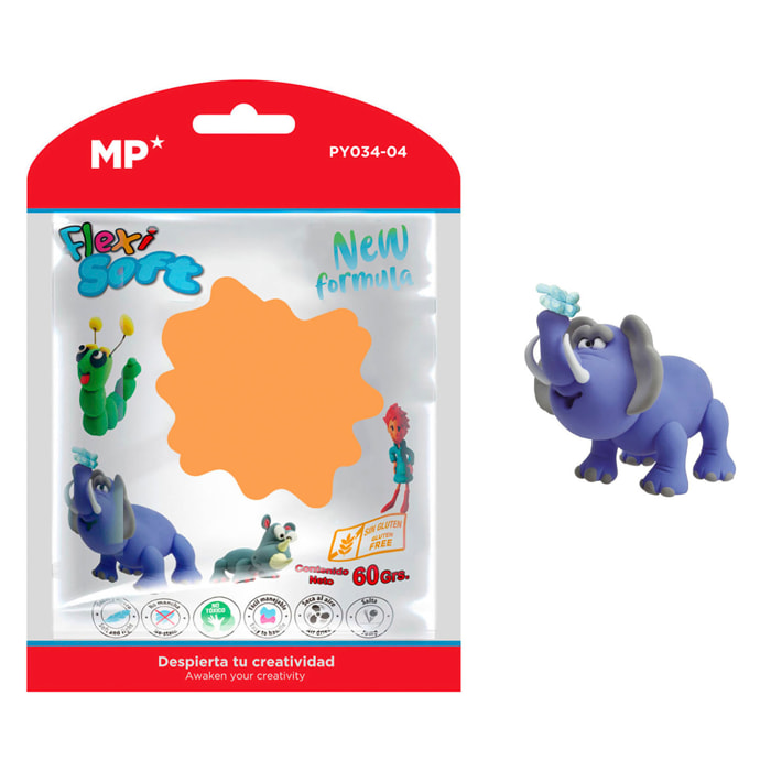 PACK 12 Uds. PASTA DE MODELAR 60 g NARANJA