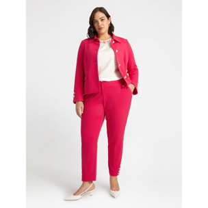 Fiorella Rubino - Pantaloni dritti con bottoni al fondo - Rosso