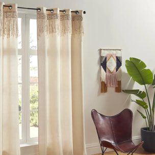 Rideau "Rituality" macramé beige 140x260cm