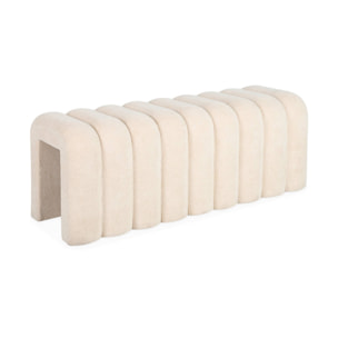 Banc. bout de lit beige contemporain en tissu