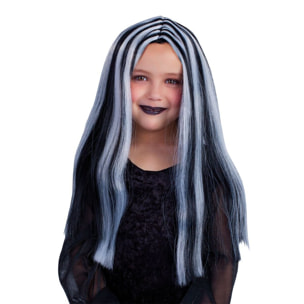 PELUCA BRUJITA NEGRA CON MECHAS BLANCAS