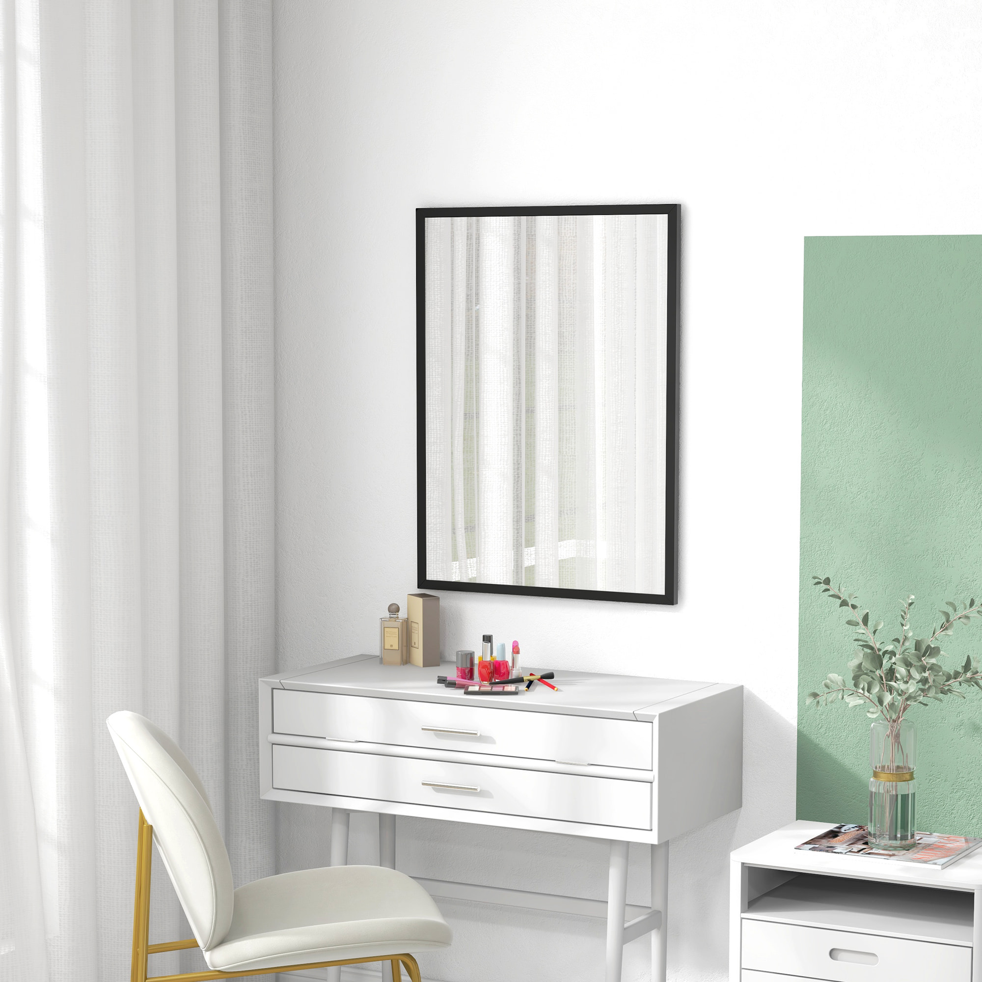 Miroir mural rectangulaire dim. 60L x 80H cm MDF noir