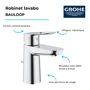 Ensemble lave mains Architectura avec robinet lavabo Grohe Bauloop (taille S)