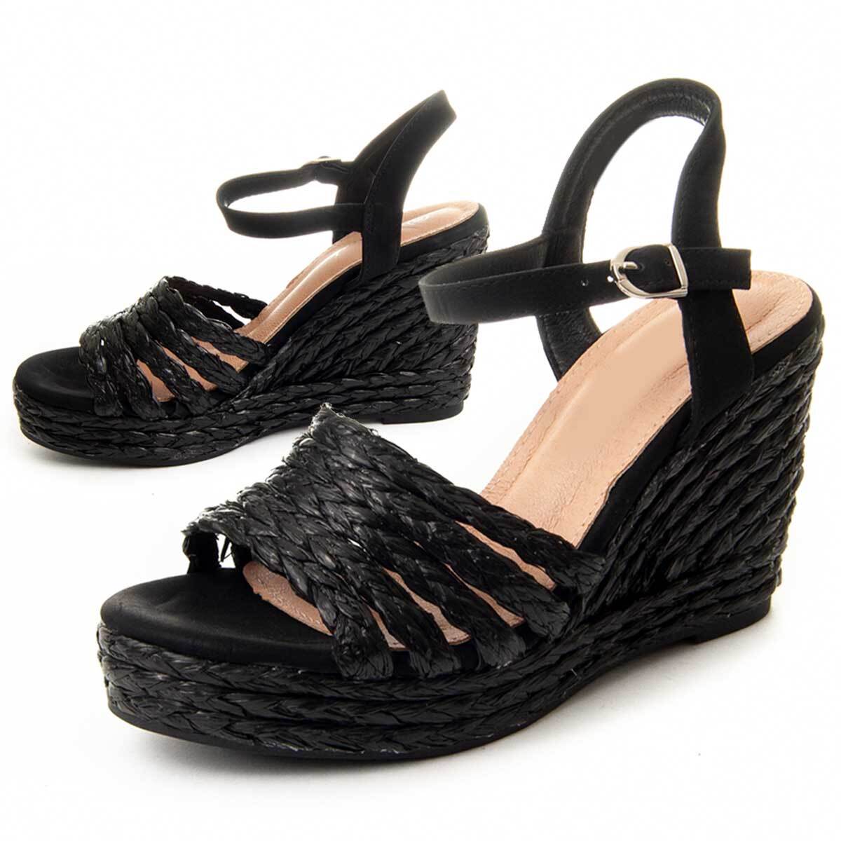 Sandalias de Cuña - Negro - Altura: 10 cm