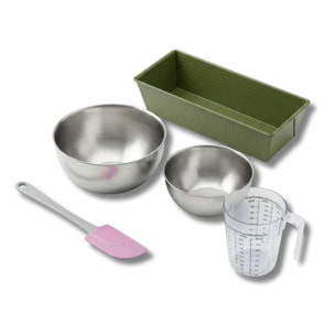 Set de 5 ustensiles de pâtisserie moule à gâteaux bol spatule et verre doseur Zenker Green Vision