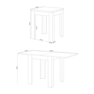 Mesa de comedor cuadrada Livre Blanco Artik (Blanco Mate) - Roble Canadian