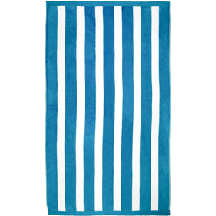 Serviette de plage éponge velours Jacquard Bleu 100x175 470g/m² - Bahia Bleu Canard