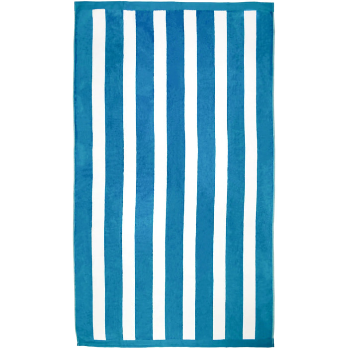 Serviette de plage éponge velours Jacquard Bleu 100x175 470g/m² - Bahia Bleu Canard
