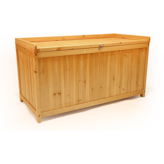 Cubo - Baule Contenitore da Esterno 113x60x53 cm in Legno di Abete con Chiusura a Lucchetto