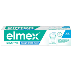 Pack de 10 + 2 offerts - elmex - Dentifrice Sensitive Blancheur Douce Triple Protection 0% Colorant 75ml