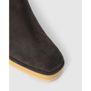 Botín de cuña Brelia en serraje con intrcciato y cierre de cremallera