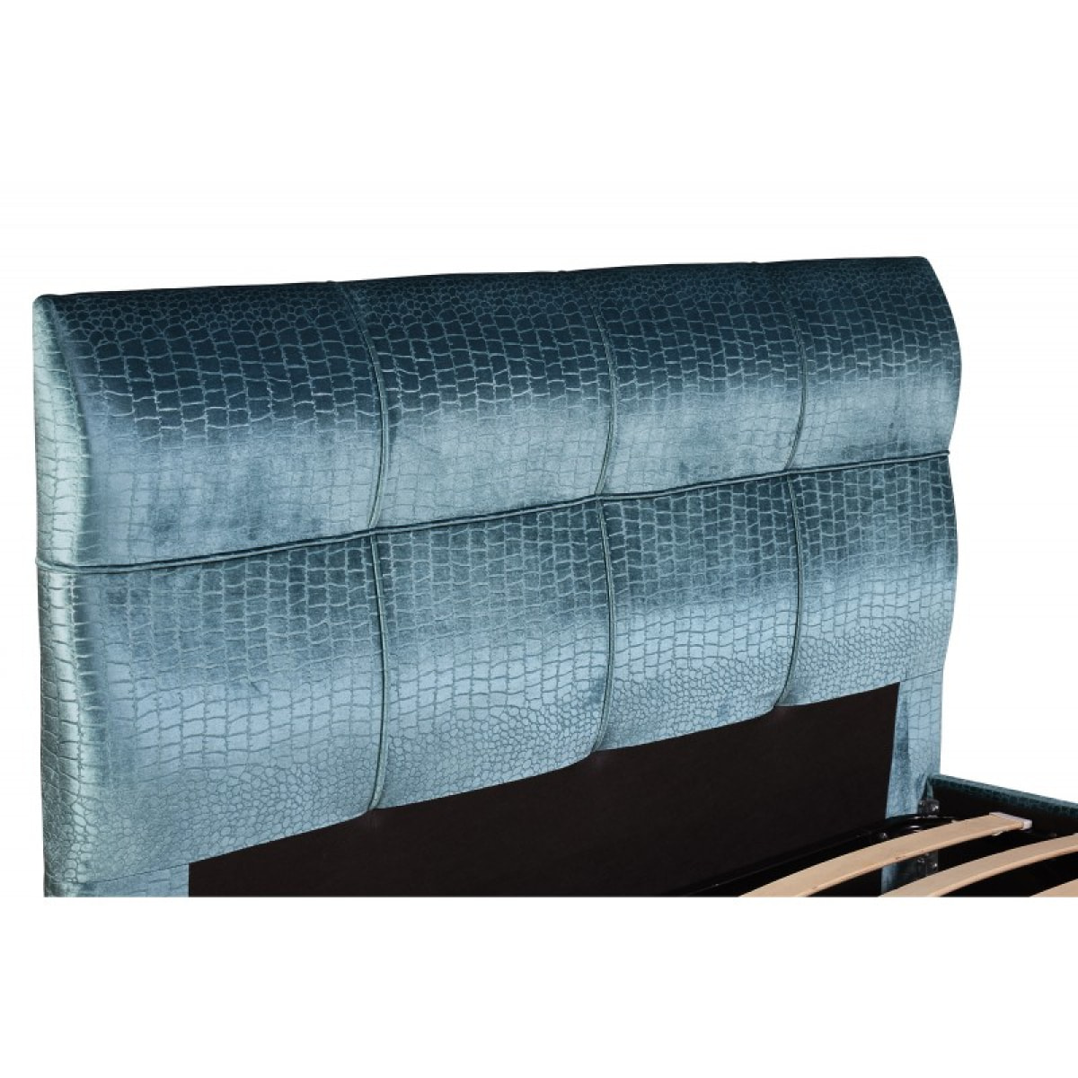 Lit coffre Safari Crocodile| Espace de Stockage jusqu'à 900 L | Grand angle d’ouverture | Simili cuir | Bleu turquoise