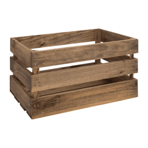 Caja de madera maciza en tono roble oscuro grande Alto: 25.5 Largo: 49 Ancho: 29.5