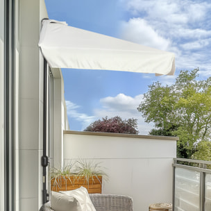 Demi parasol - parasol de balcon 5 entretoises métal dim. 2,3L x 1,3l x 2,49H m polyester haute densité crème