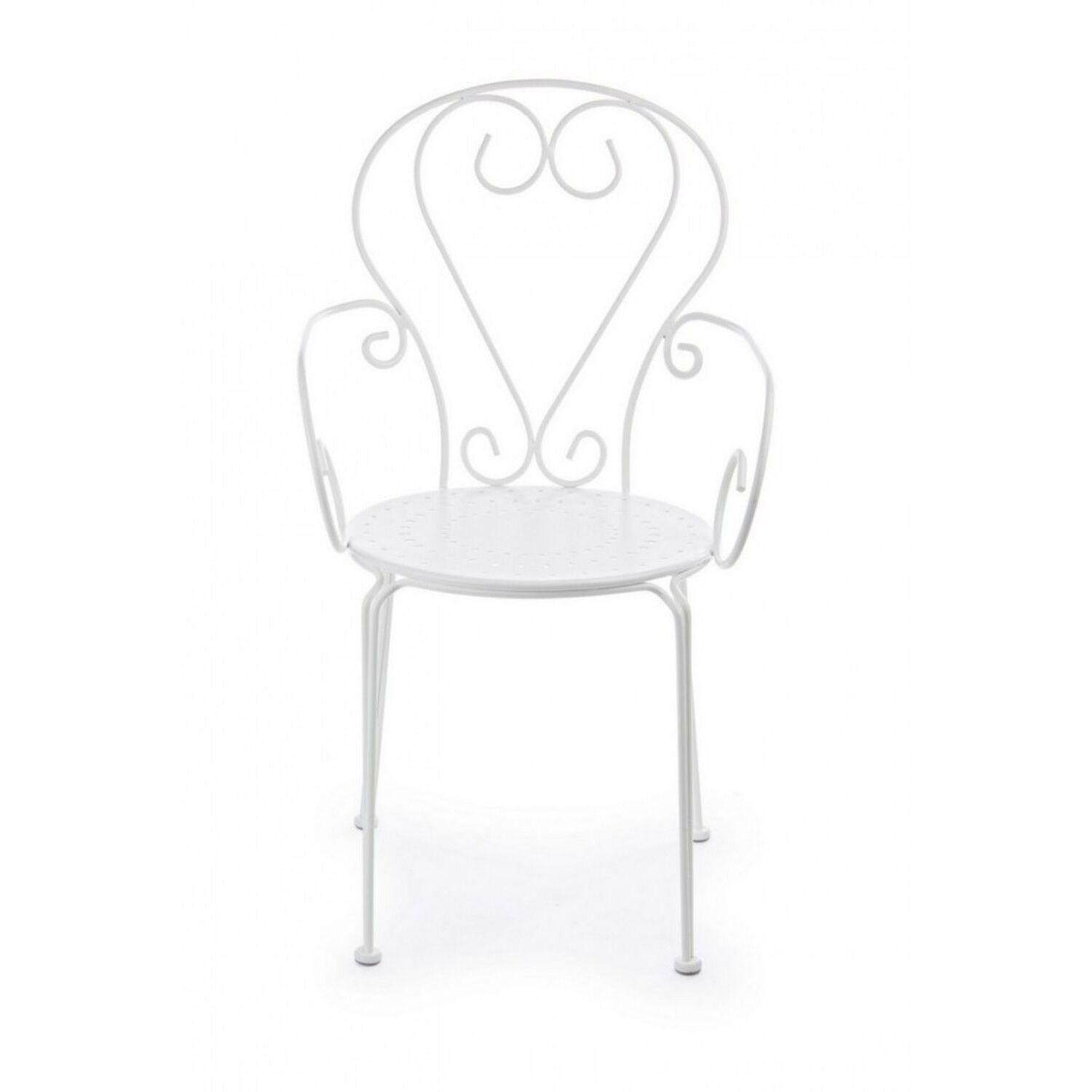 Set di 4 sedie ETIENNE in acciaio bianco impilabili, con braccioli