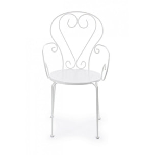 Set di 4 sedie ETIENNE in acciaio bianco impilabili, con braccioli