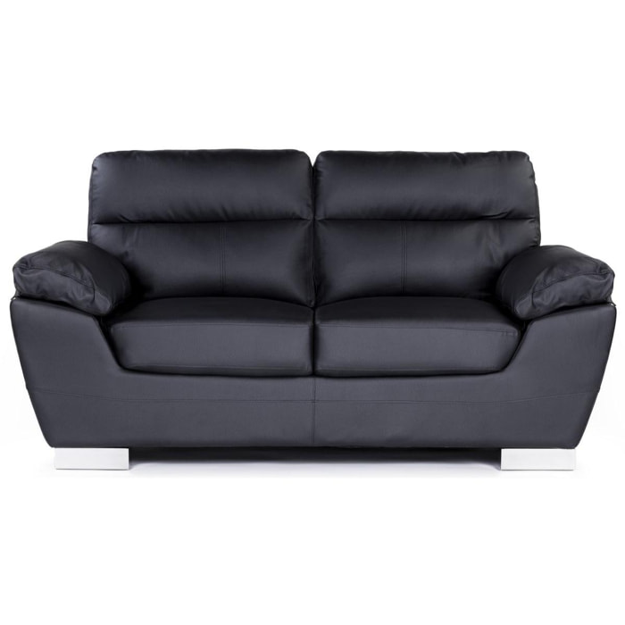 Canapé fixe en cuir reconstitué et PVC ''Dallas'' - 169 x 88 x 90 cm - 2 places - Noir