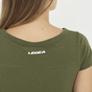 t-shirt ginnastica europa donna verde militare