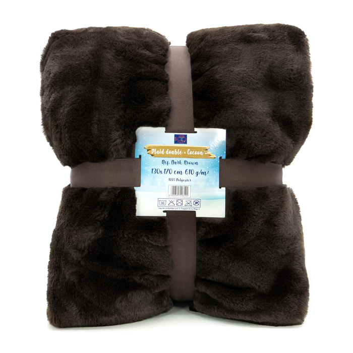 Plaid imitation "Lapin" - Cocoon Chocolat - 610g/m²