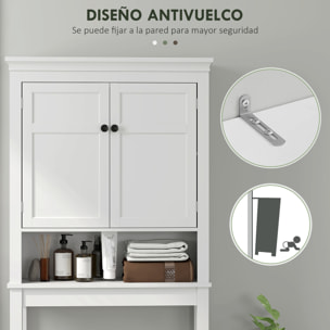 Mueble sobre Inodoro Armario para Lavadora con 2 Puertas Compartimento y Estante Ajustable Mueble para Baño 70x20x175 cm Blanco