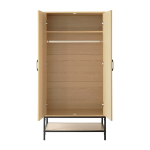 Nagato - armoire - cannage et effet bois - 80 cm - Bois / Noir