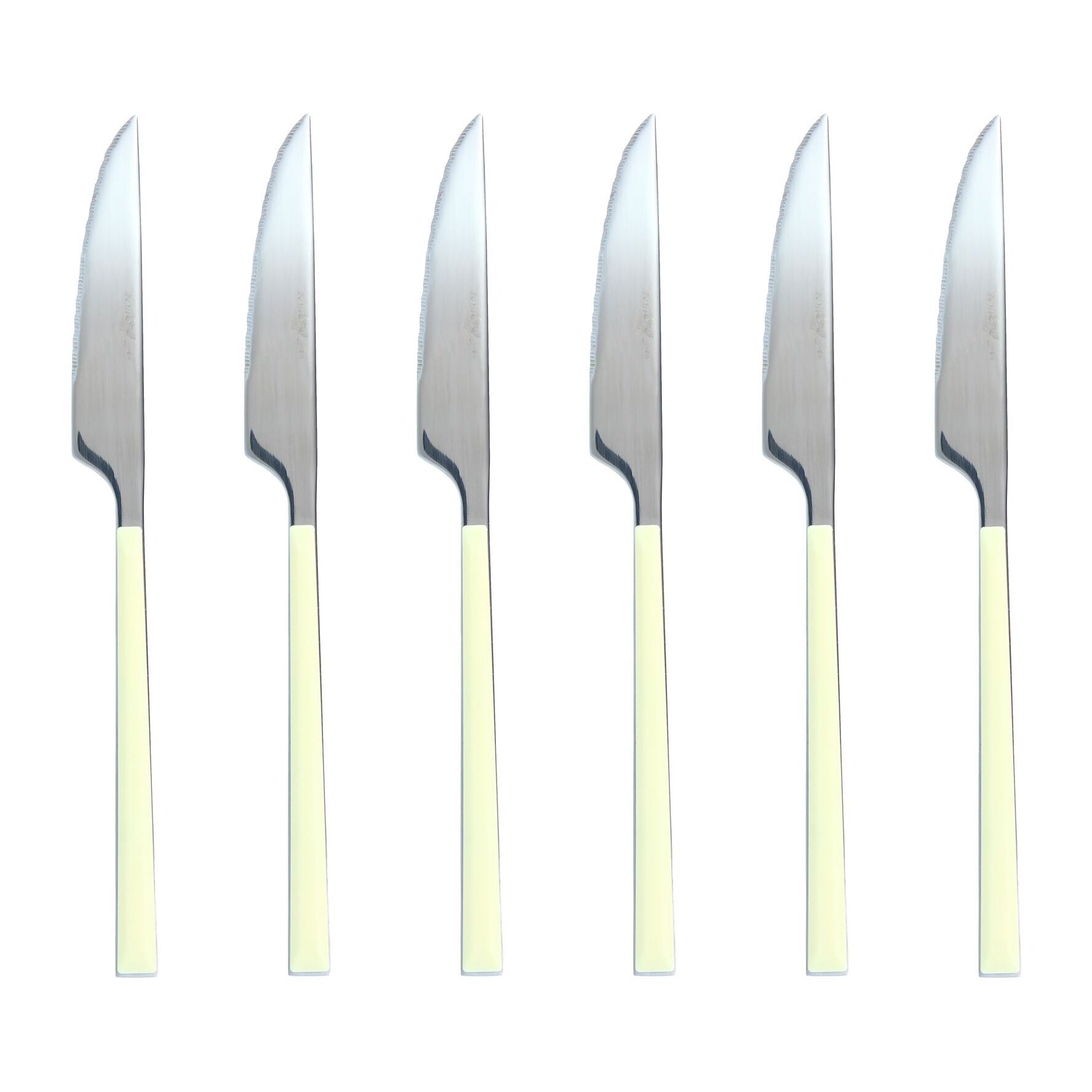 Lot de 6 couteaux crème en acier inoxydable  COLORAMA