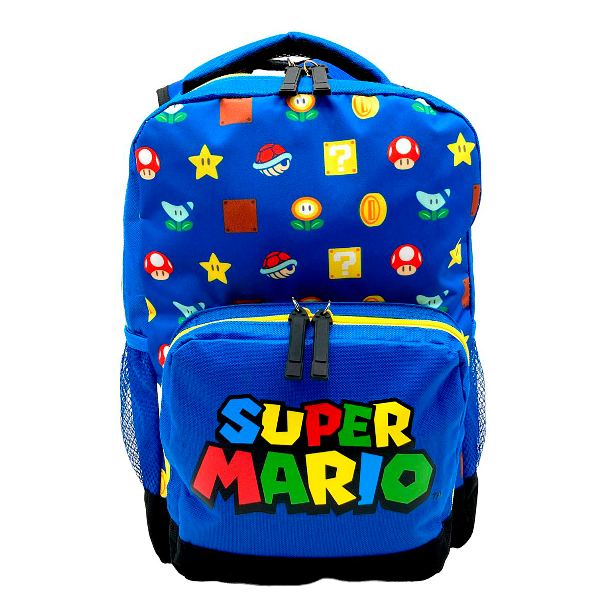 Zaino scolastico di Super Mario. Interno completamente foderato. Schienale imbottito. Spallacci ergonomici, regolabili e imbottiti.