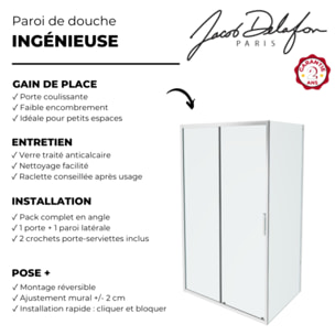 Pack paroi douche coulissante angle 160x70cm JACOB DELAFON L'Ingénieuse