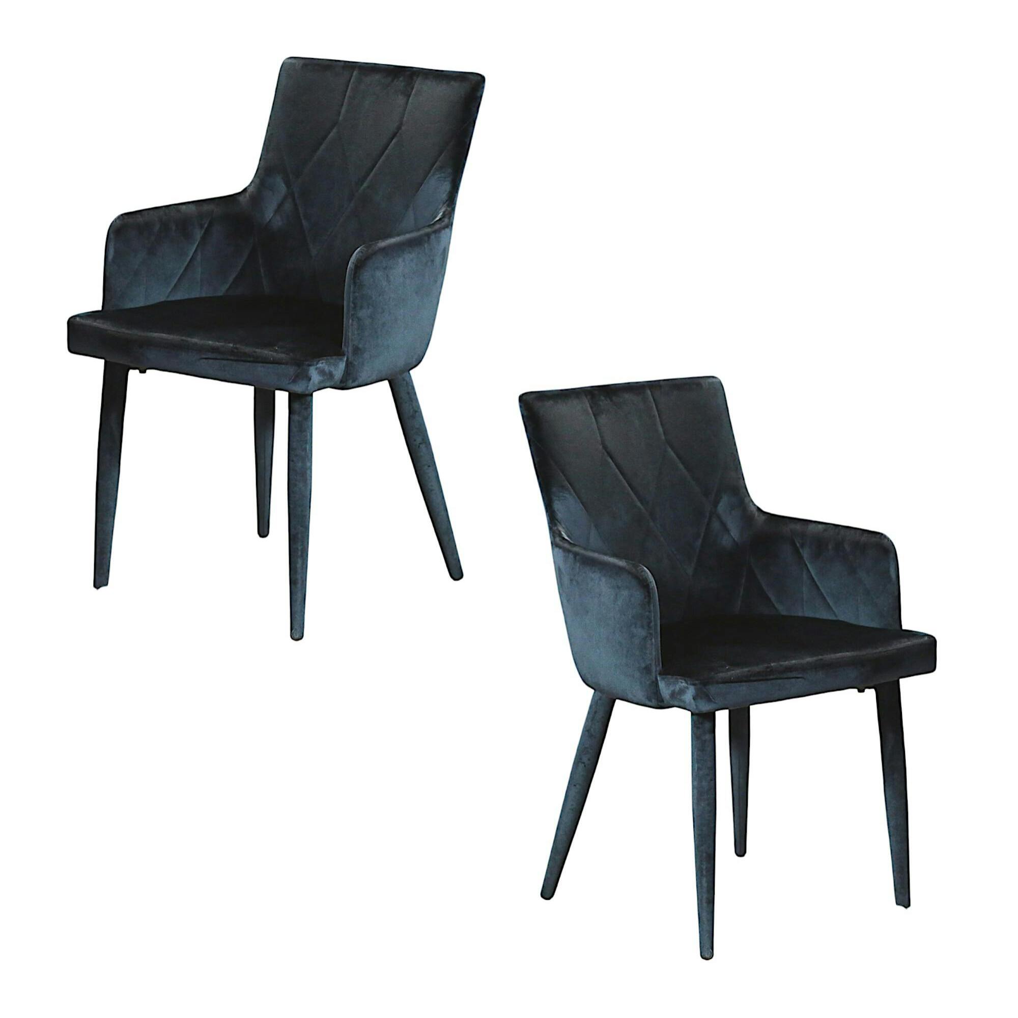 Fauteuil de table en velours bleu (lot de 2) HAWAI