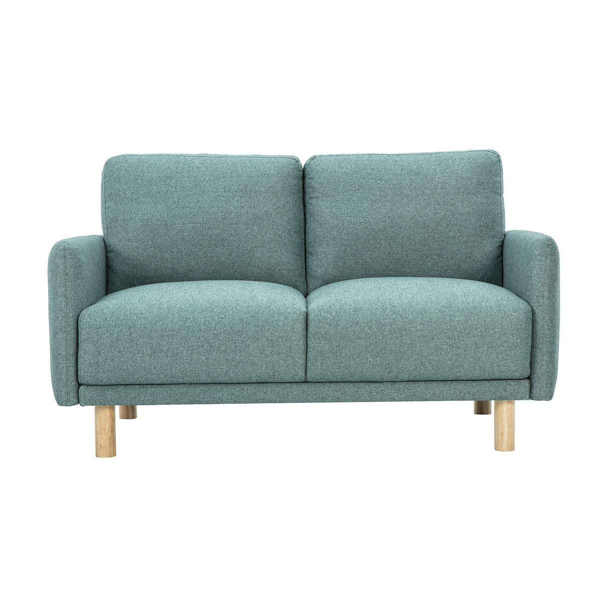 Canapé design 2 places en tissu vert de gris et bois clair BONO