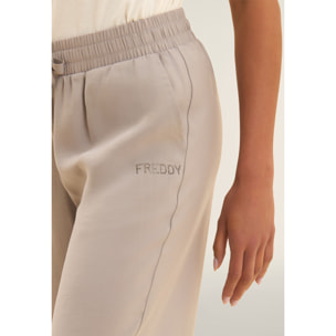 Pantaloni Sportivi Cropped con gamba Wide Leg e strass